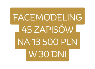 facemodeling 45 zapisów na 13 500 PLN w 30 dni